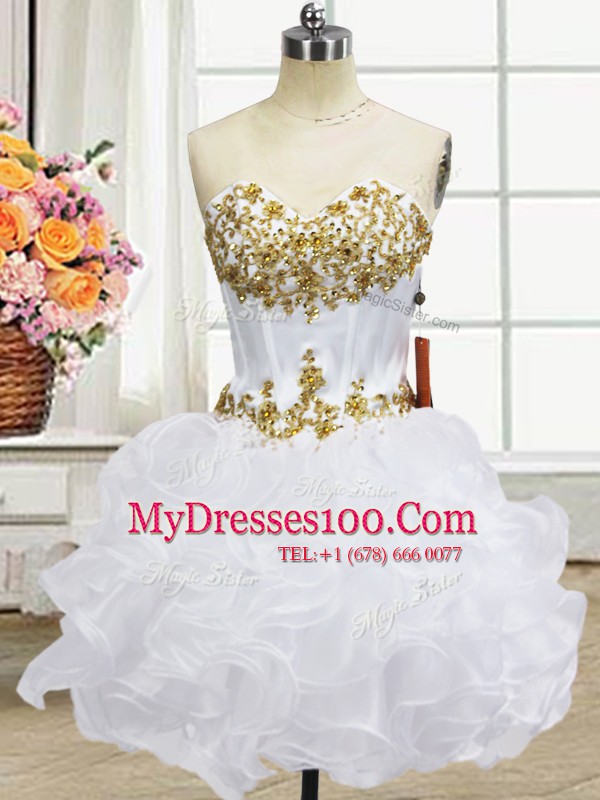 Great Three Piece Sweetheart Sleeveless Organza Quinceanera Gowns Beading and Ruffled Layers Lace Up