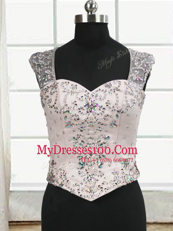 Free and Easy Three Piece Straps Floor Length Pink Vestidos de Quinceanera Tulle Sleeveless Beading