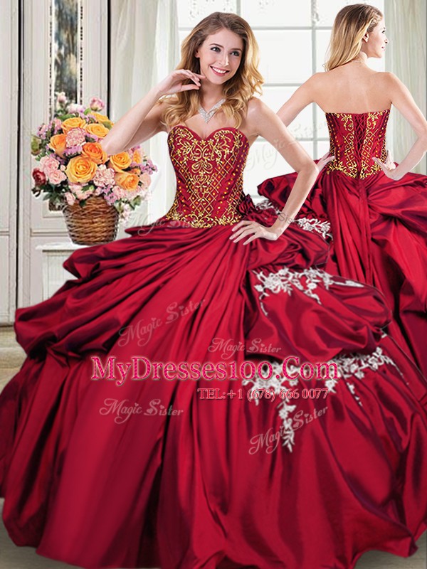 Enchanting Taffeta Sleeveless Floor Length Quinceanera Dress and Beading and Appliques and Pick Ups