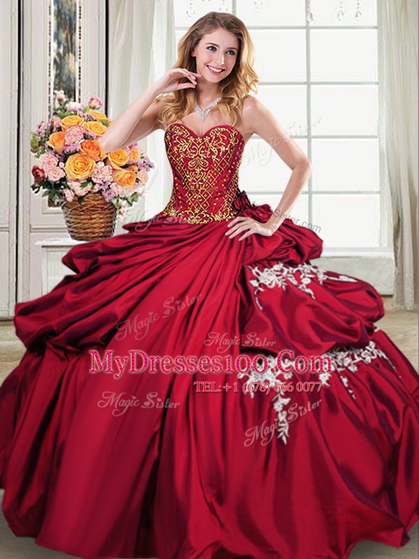 Enchanting Taffeta Sleeveless Floor Length Quinceanera Dress and Beading and Appliques and Pick Ups