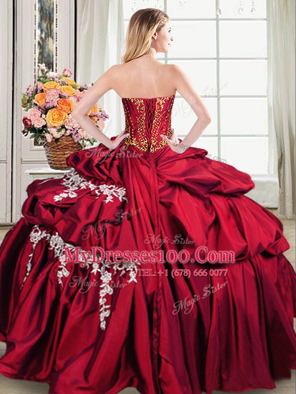 Enchanting Taffeta Sleeveless Floor Length Quinceanera Dress and Beading and Appliques and Pick Ups