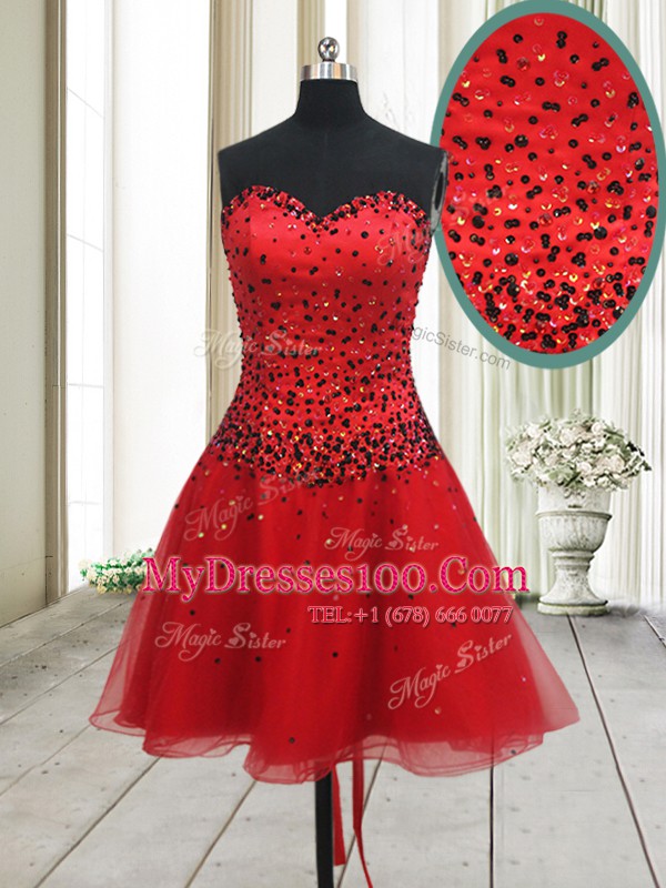 Sleeveless Lace Up Mini Length Beading Formal Dresses