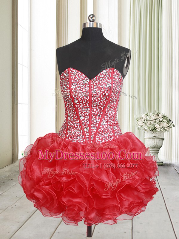 Glorious Mini Length A-line Sleeveless Red Military Ball Dresses For Women Lace Up