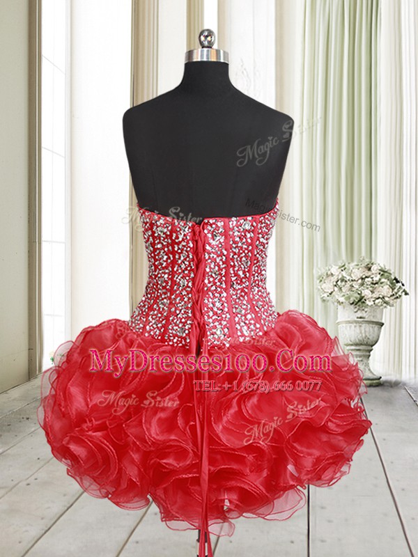 Glorious Mini Length A-line Sleeveless Red Military Ball Dresses For Women Lace Up