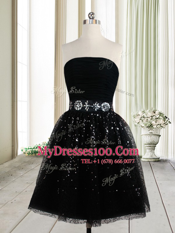 Eye-catching Sleeveless Mini Length Beading and Sequins Zipper Custom Made with Black