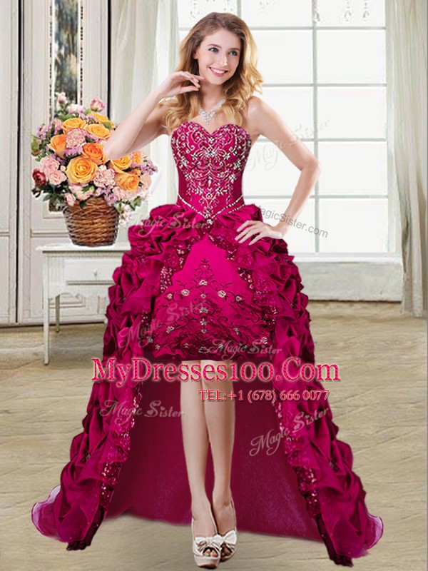 Designer Sleeveless Beading and Embroidery and Pick Ups Lace Up Military Ball Gowns