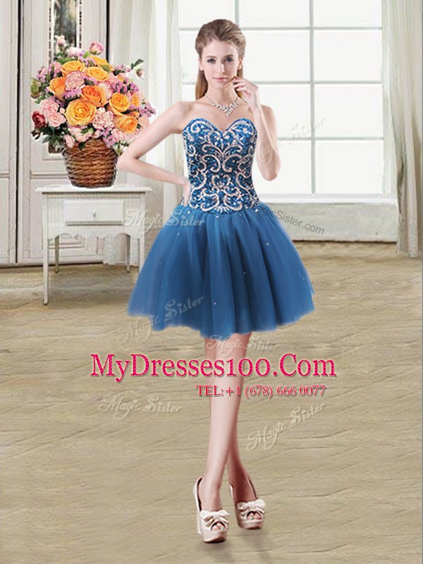 Eye-catching Sequins Mini Length Teal Prom Evening Gown Sweetheart Sleeveless Lace Up
