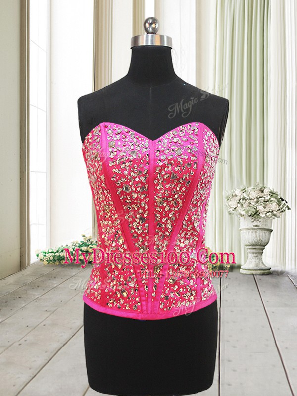 Artistic Hot Pink Sweetheart Neckline Beading Cocktail Dresses Sleeveless Lace Up