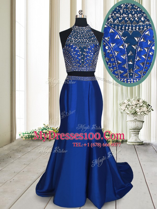 Sumptuous Sleeveless Sweep Train Criss Cross With Train Beading Evening Gowns