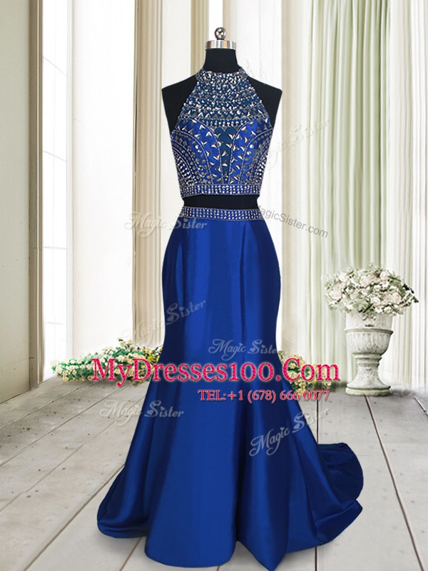 Sumptuous Sleeveless Sweep Train Criss Cross With Train Beading Evening Gowns