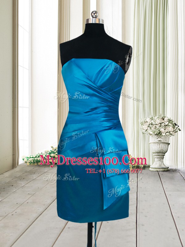 Colorful Satin Sleeveless Mini Length Evening Party Dresses and Ruching