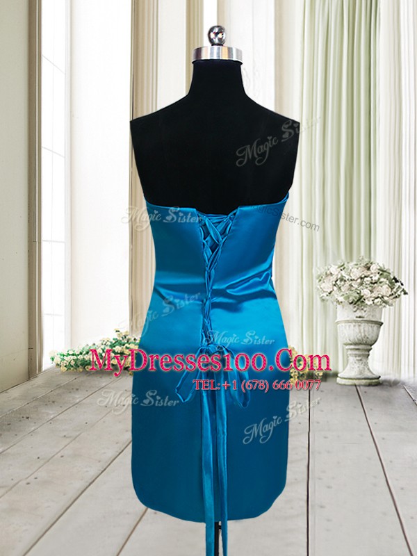 Colorful Satin Sleeveless Mini Length Evening Party Dresses and Ruching
