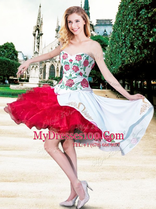 Excellent Sweetheart Sleeveless Organza and Taffeta Club Wear Embroidery and Ruffles Zipper