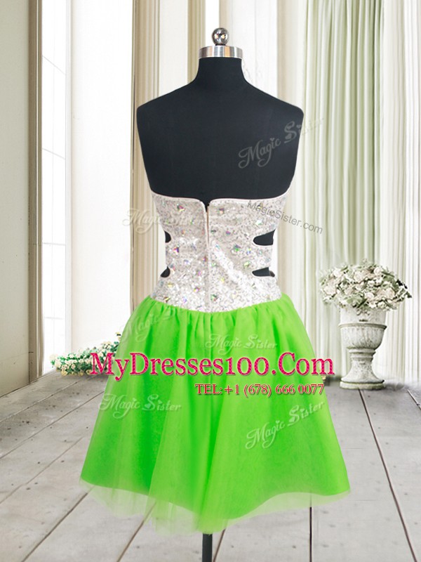 Sequins Sweetheart Sleeveless Zipper Prom Dresses Tulle