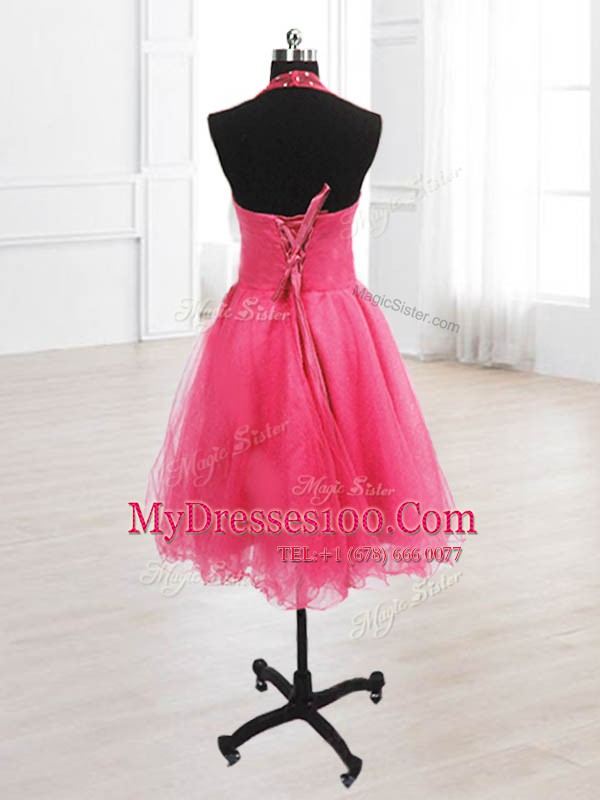Organza Sleeveless Knee Length Club Wear and Sequins