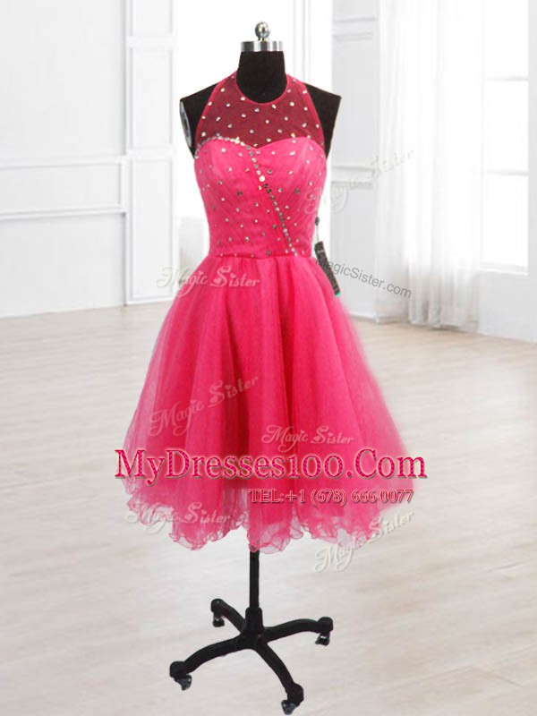 Organza Sleeveless Knee Length Club Wear and Sequins