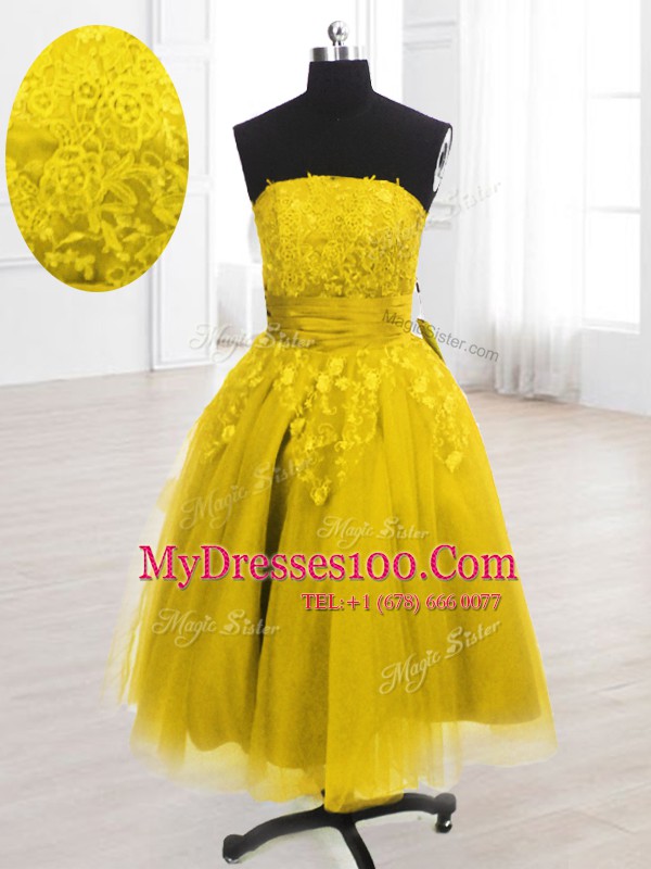 Dynamic Organza Sleeveless Knee Length Party Dress and Embroidery