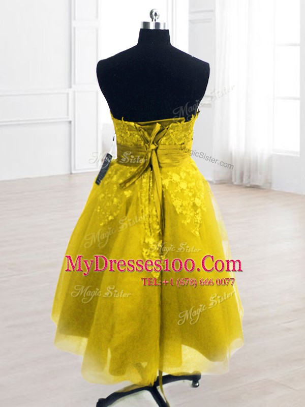 Dynamic Organza Sleeveless Knee Length Party Dress and Embroidery