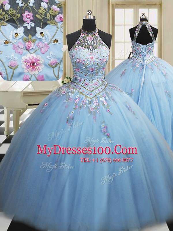 Sleeveless Embroidery Lace Up Vestidos de Quinceanera