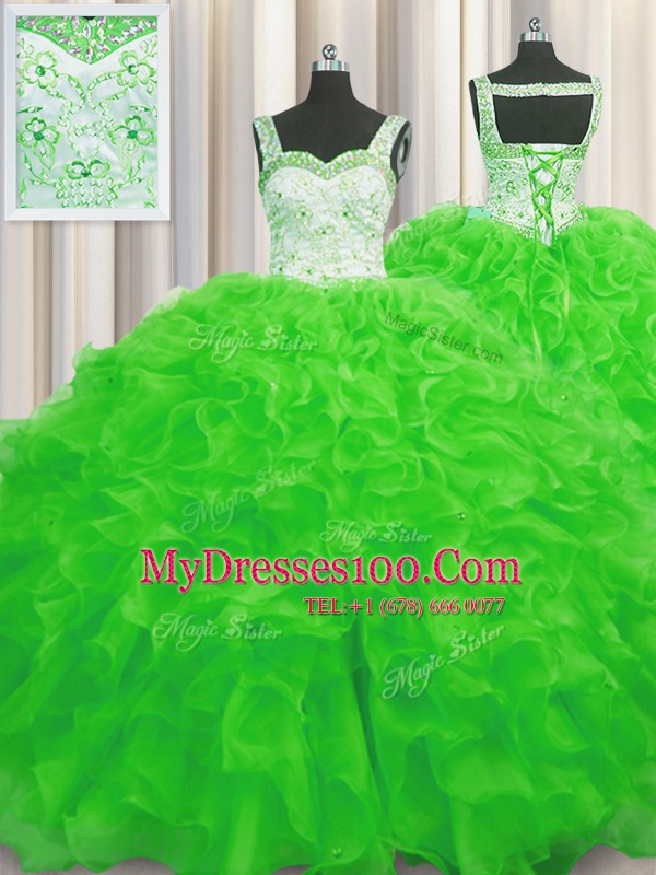 Sleeveless Beading and Ruffles Lace Up Quinceanera Dresses