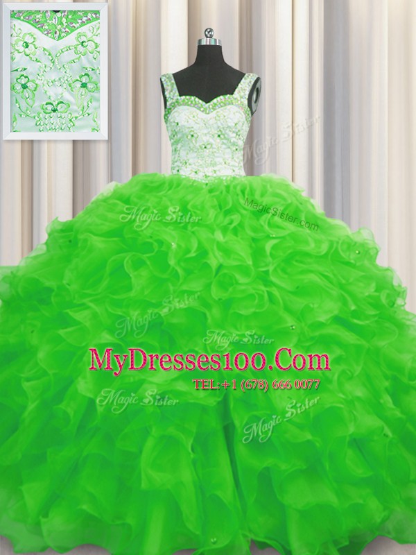 Sleeveless Beading and Ruffles Lace Up Quinceanera Dresses