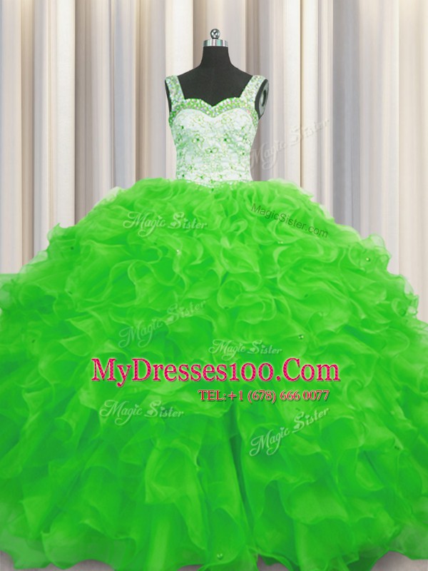 Sleeveless Beading and Ruffles Lace Up Quinceanera Dresses