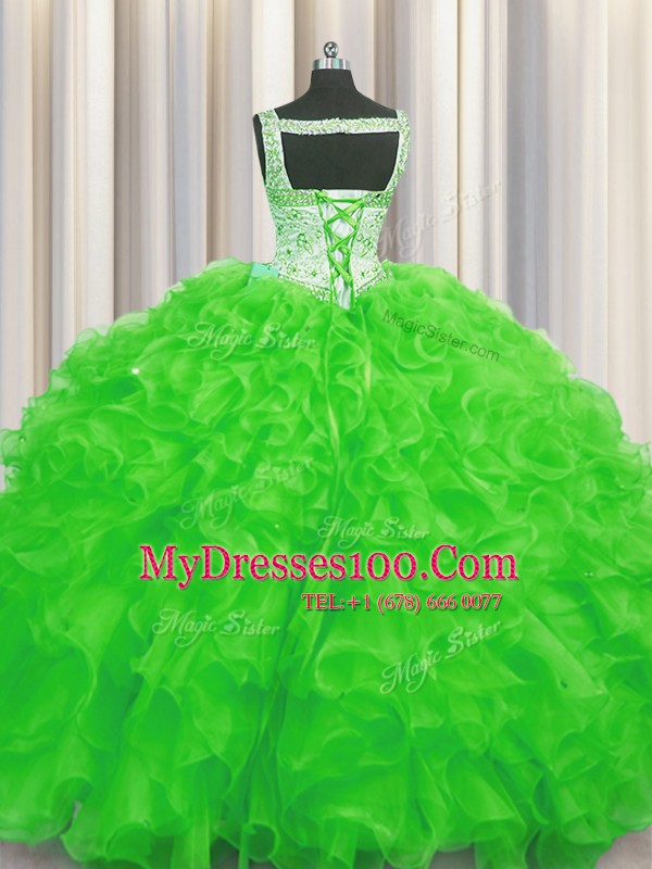 Sleeveless Beading and Ruffles Lace Up Quinceanera Dresses