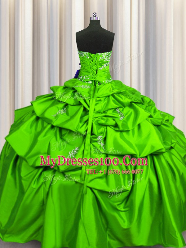 Strapless Sleeveless Quinceanera Dresses Floor Length Beading and Pick Ups Taffeta