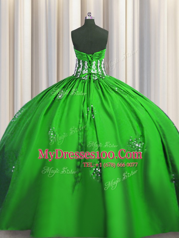 Beading and Appliques and Ruching Quinceanera Dress Lace Up Short Sleeves Floor Length