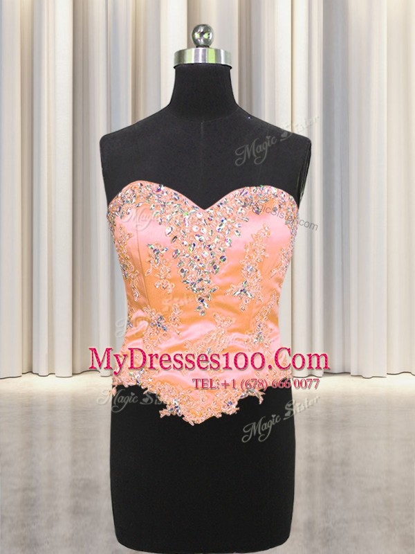 Simple Three Piece Multi-color 15 Quinceanera Dress Military Ball and Sweet 16 and Quinceanera and For with Beading and Appliques and Ruffles Sweetheart Sleeveless Lace Up