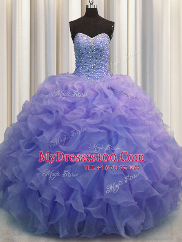 Sleeveless Beading and Ruffles Lace Up Sweet 16 Quinceanera Dress