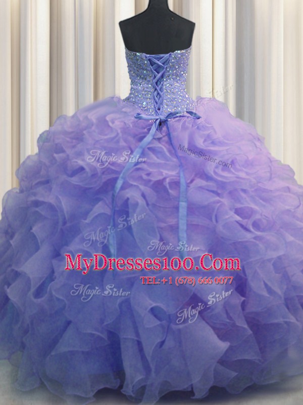 Sleeveless Beading and Ruffles Lace Up Sweet 16 Quinceanera Dress