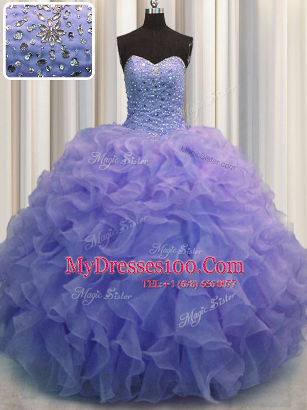 Sleeveless Beading and Ruffles Lace Up Sweet 16 Quinceanera Dress