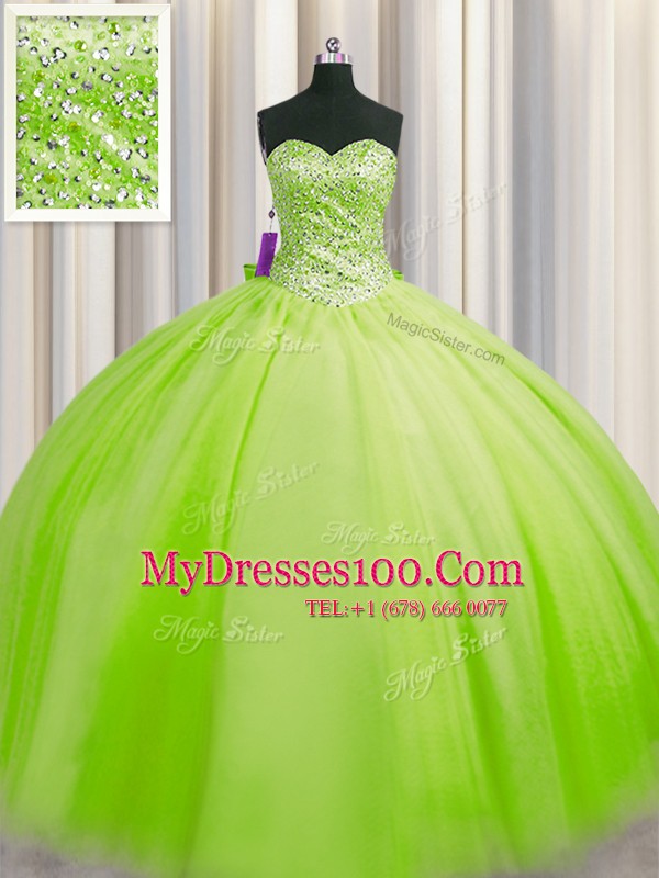 Cute Big Puffy Lace Up Quinceanera Gowns Beading Sleeveless Floor Length