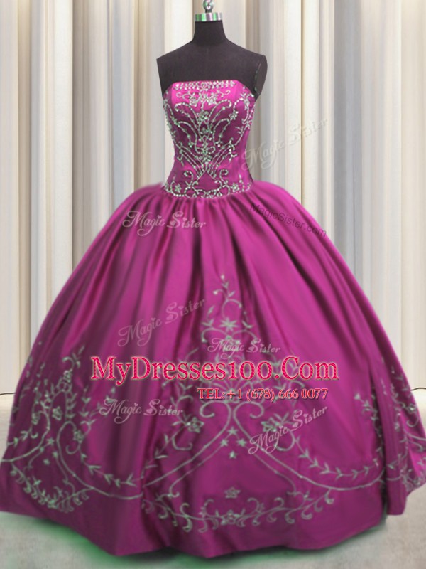 Best Sleeveless Lace Up Floor Length Beading and Embroidery Sweet 16 Dress