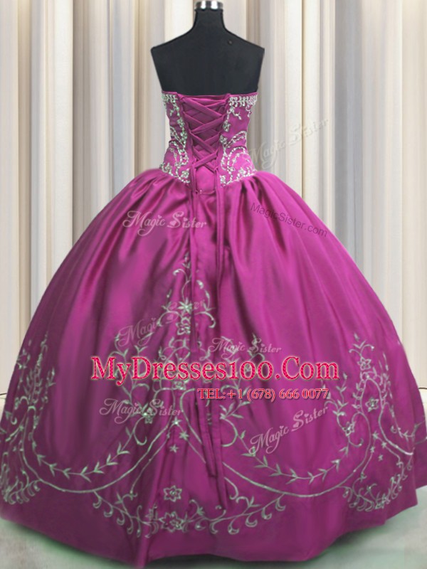 Best Sleeveless Lace Up Floor Length Beading and Embroidery Sweet 16 Dress