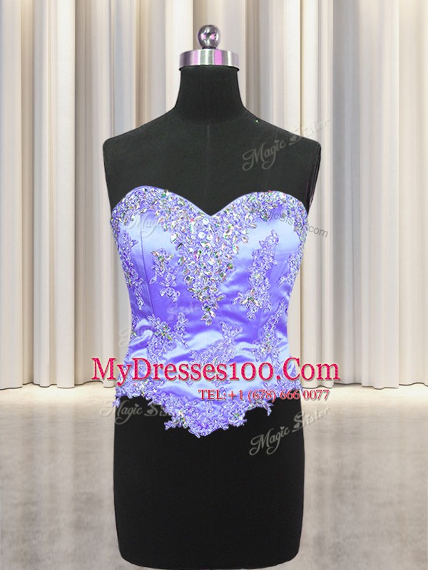 Unique Three Piece Sweetheart Sleeveless Lace Up Sweet 16 Dresses Multi-color Organza