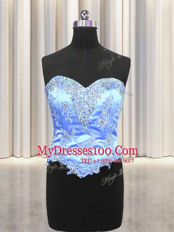 Attractive Three Piece Sleeveless Organza Floor Length Lace Up Quinceanera Gowns in Multi-color with Beading and Appliques and Ruffles