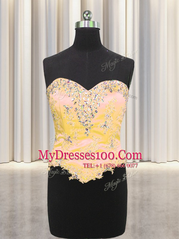 Traditional Three Piece Multi-color Sweetheart Neckline Beading and Appliques and Ruffles 15th Birthday Dress Sleeveless Lace Up