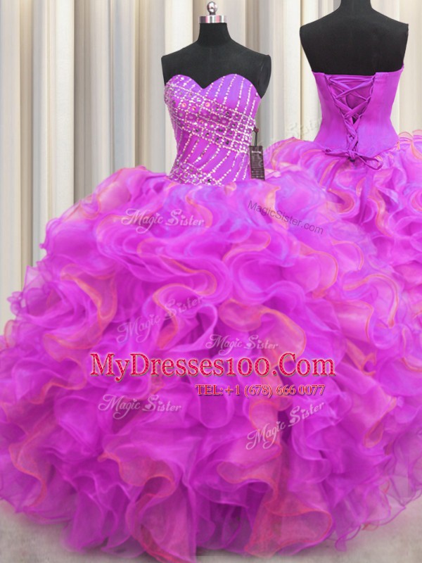 Floor Length Multi-color Ball Gown Prom Dress Sweetheart Sleeveless Lace Up