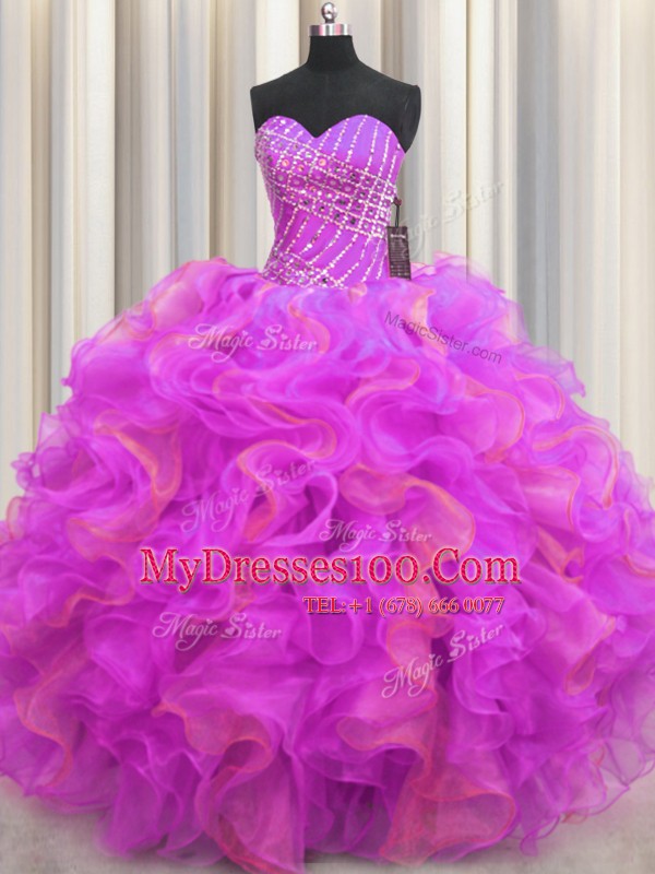 Floor Length Multi-color Ball Gown Prom Dress Sweetheart Sleeveless Lace Up