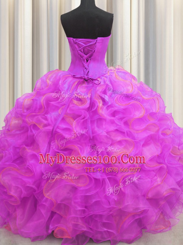 Floor Length Multi-color Ball Gown Prom Dress Sweetheart Sleeveless Lace Up