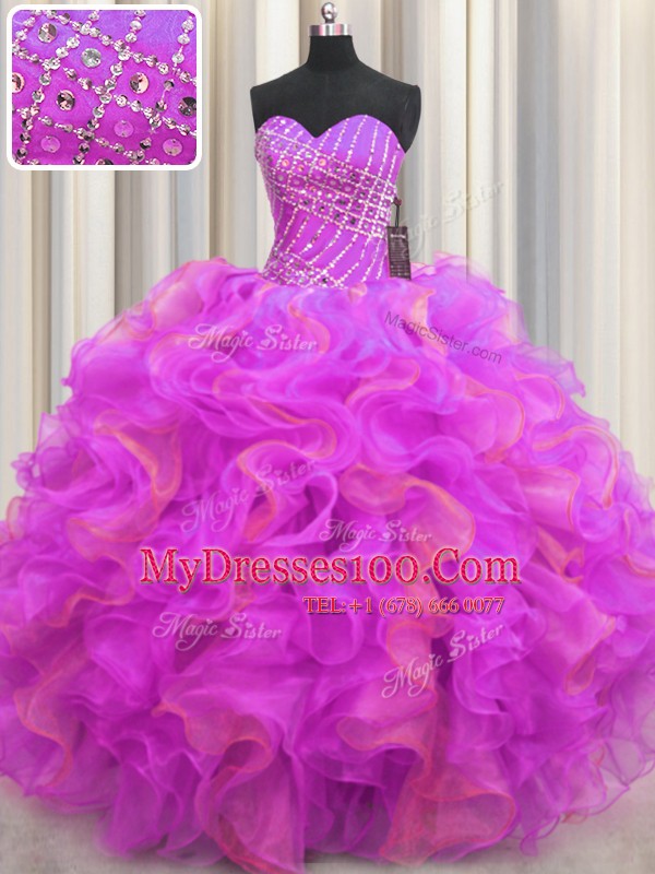 Floor Length Multi-color Ball Gown Prom Dress Sweetheart Sleeveless Lace Up
