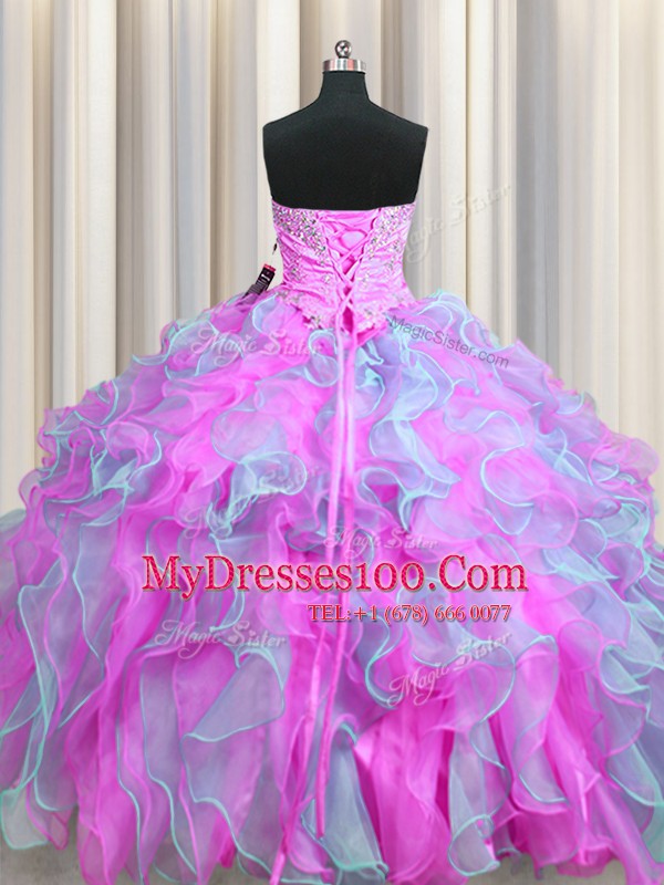 Cute Floor Length Multi-color Sweet 16 Quinceanera Dress Sweetheart Sleeveless Lace Up