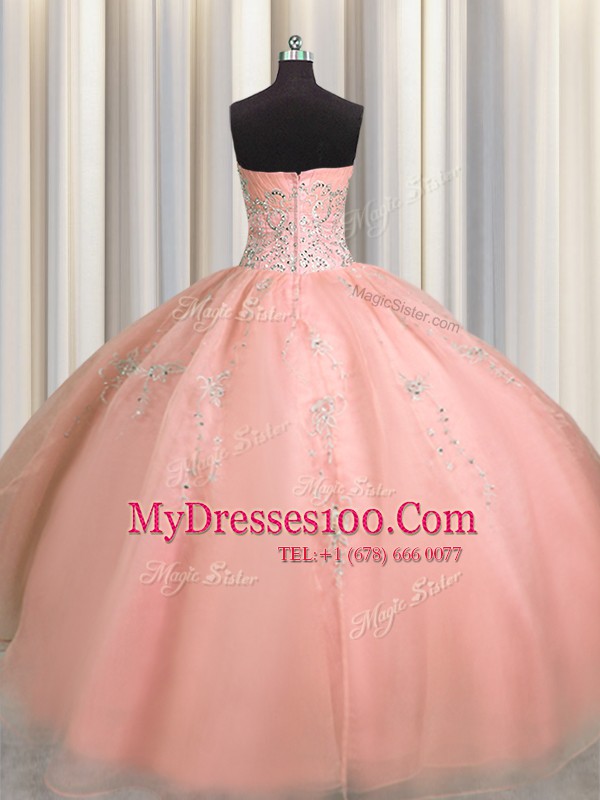 Puffy Skirt Watermelon Red 15 Quinceanera Dress Military Ball and Sweet 16 and Quinceanera and For with Beading and Appliques Sweetheart Sleeveless Zipper