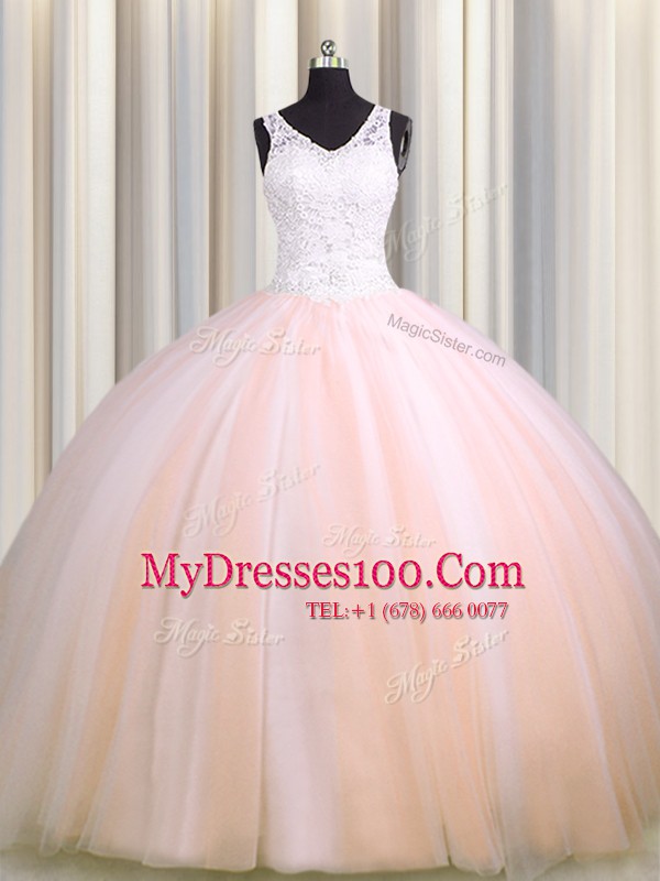 Graceful See Through Back Zipple Up Sleeveless Brush Train Zipper Beading and Appliques Vestidos de Quinceanera