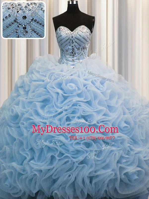 Gorgeous Rolling Flowers Sleeveless Brush Train Beading and Pick Ups Lace Up Vestidos de Quinceanera