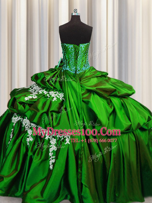 Sweetheart Sleeveless Taffeta Quinceanera Dresses Beading and Appliques Lace Up