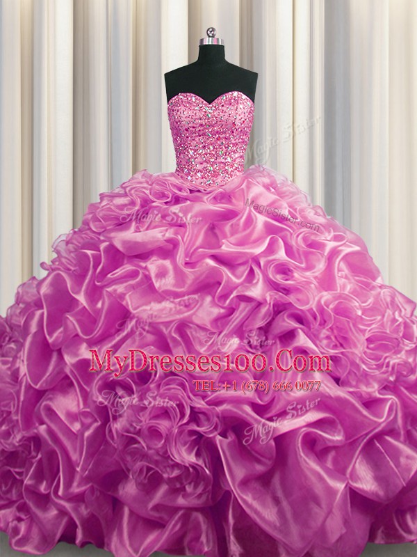 Organza Sleeveless With Train Quinceanera Dresses Court Train and Beading and Pick Ups