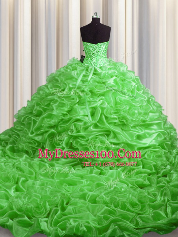 Beautiful Pick Ups With Train Ball Gowns Sleeveless Sweet 16 Dresses Court Train Lace Up